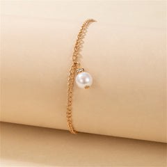 Pearl & 18K Gold-Plated Charm Anklet
