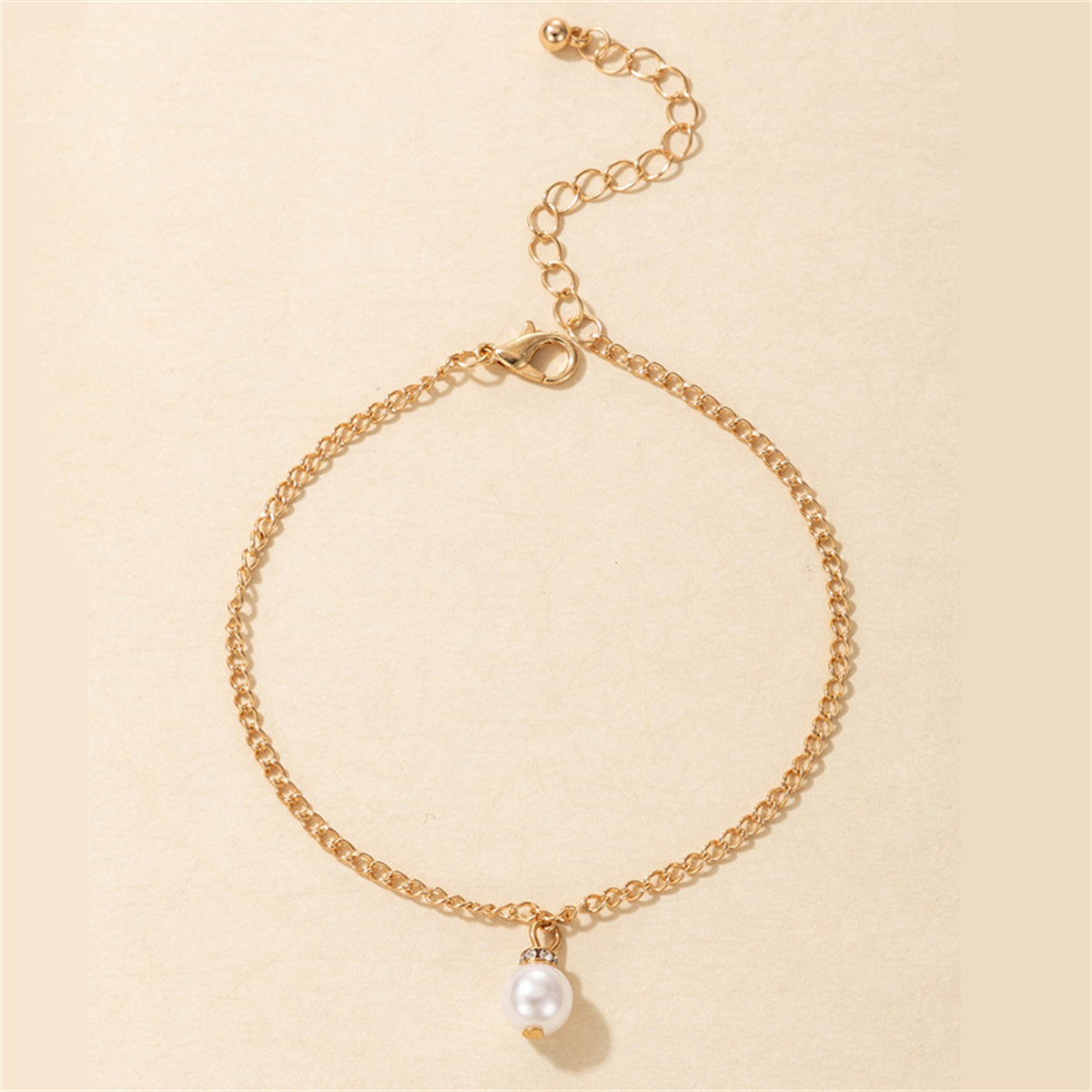 Pearl & 18K Gold-Plated Charm Anklet