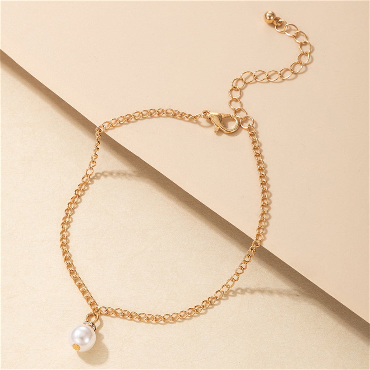 Pearl & 18K Gold-Plated Charm Anklet