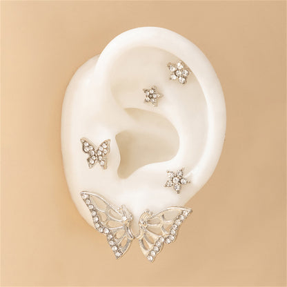 Cubic Zirconia and Silver-Plated Butterfly Earrings Set, silver stud earrings for women, everyday style, lifestyle look