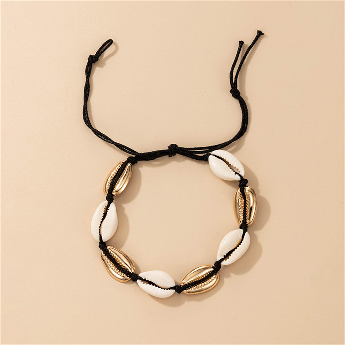 White Shell & 18K Gold-Plated Cowrie Shell Adjustable Anklet