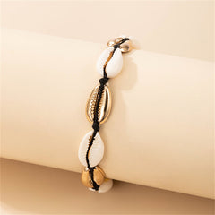 White Shell & 18K Gold-Plated Cowrie Shell Adjustable Anklet