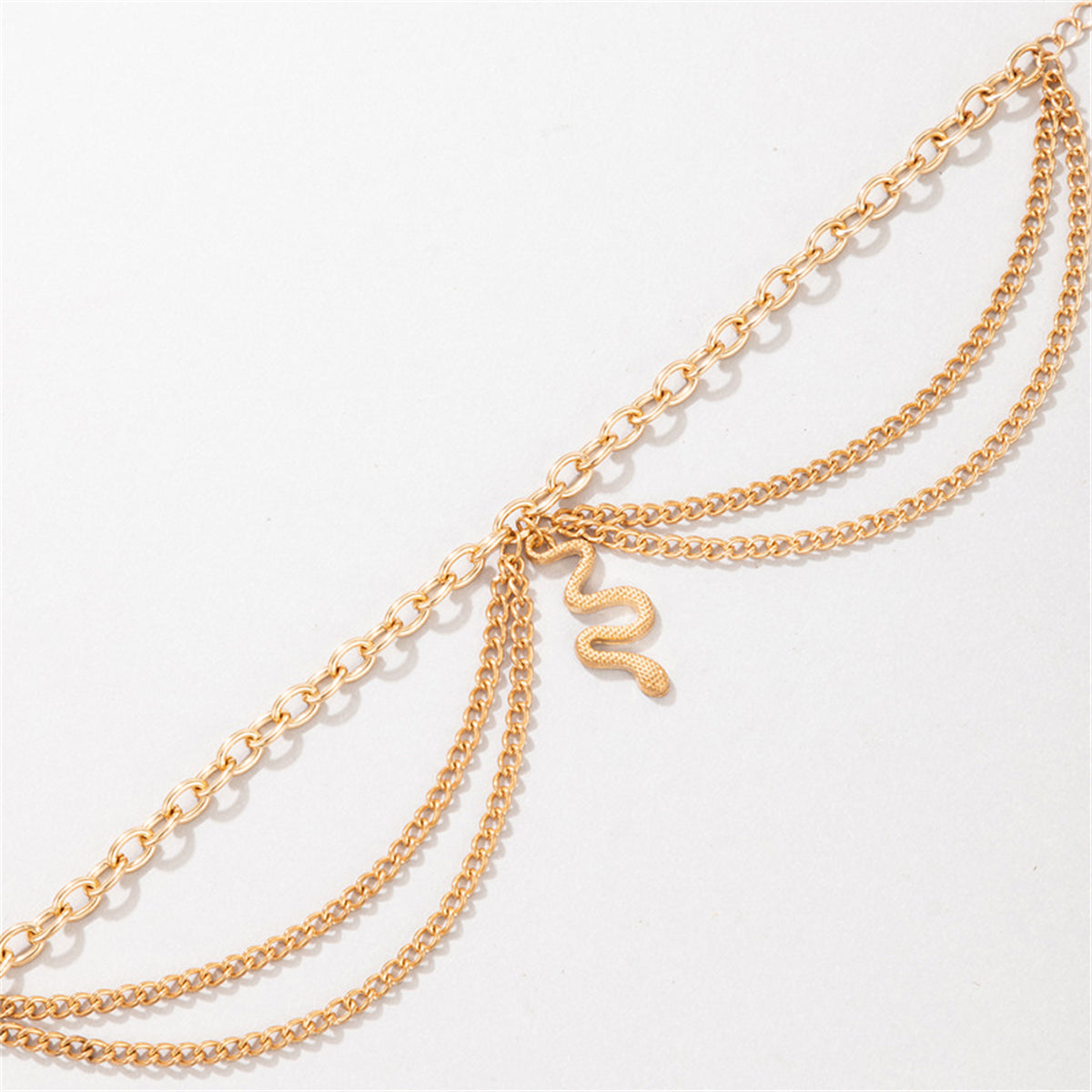 18K Gold-Plated Snake Layered-Chain Anklet, gold anklet bracelet, everyday style, lifestyle look