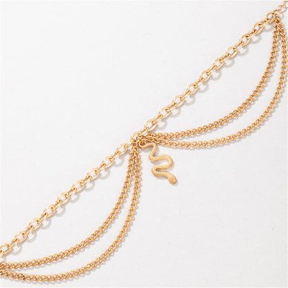 18K Gold-Plated Snake Layered-Chain Anklet, gold anklet bracelet, everyday style, lifestyle look