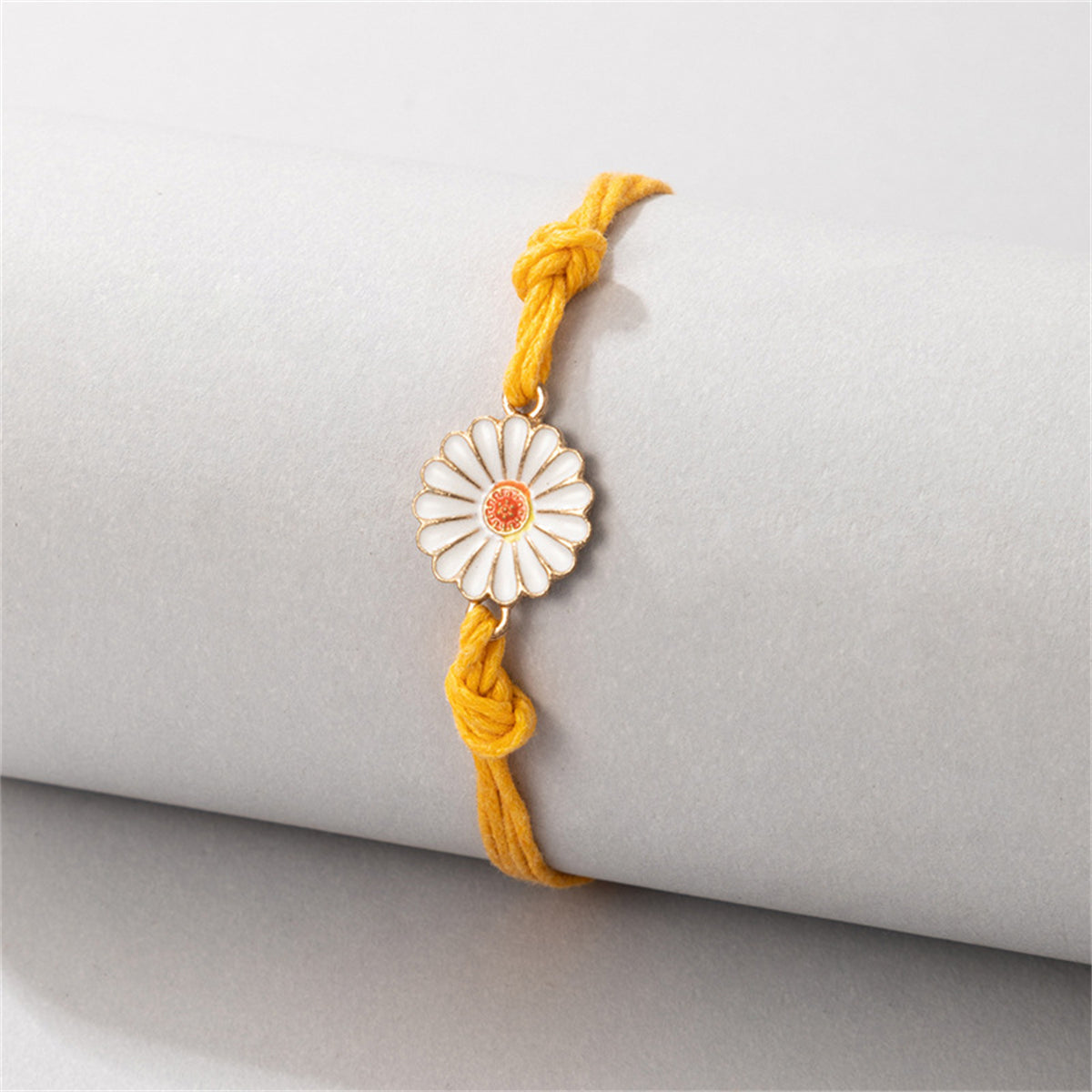 Yellow Polyster & Enamel 18K Gold-Plated Floral Anklet