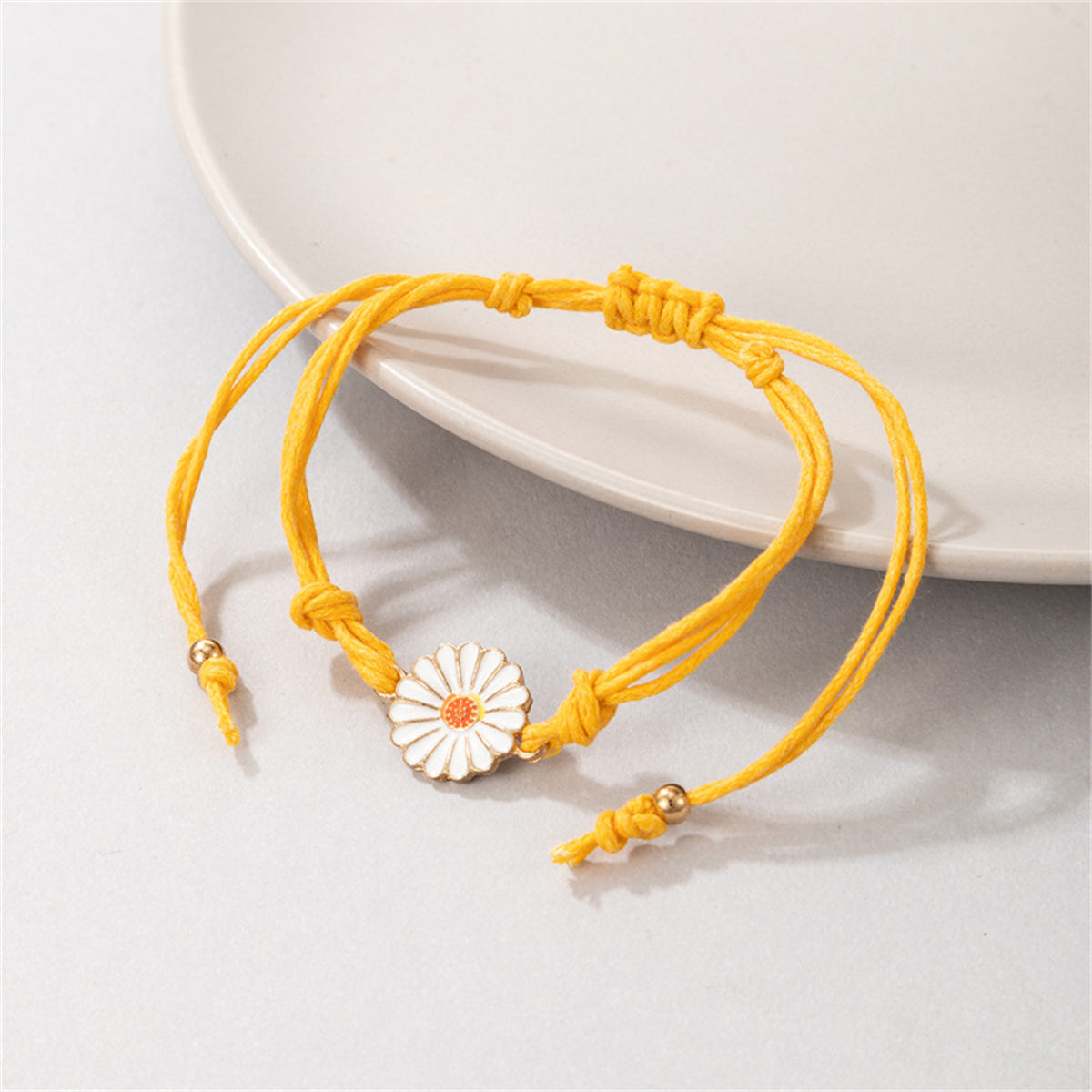 Yellow Polyster & Enamel 18K Gold-Plated Floral Anklet