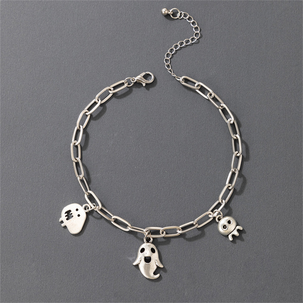 Silver-Plated Ghost Charm Anklet