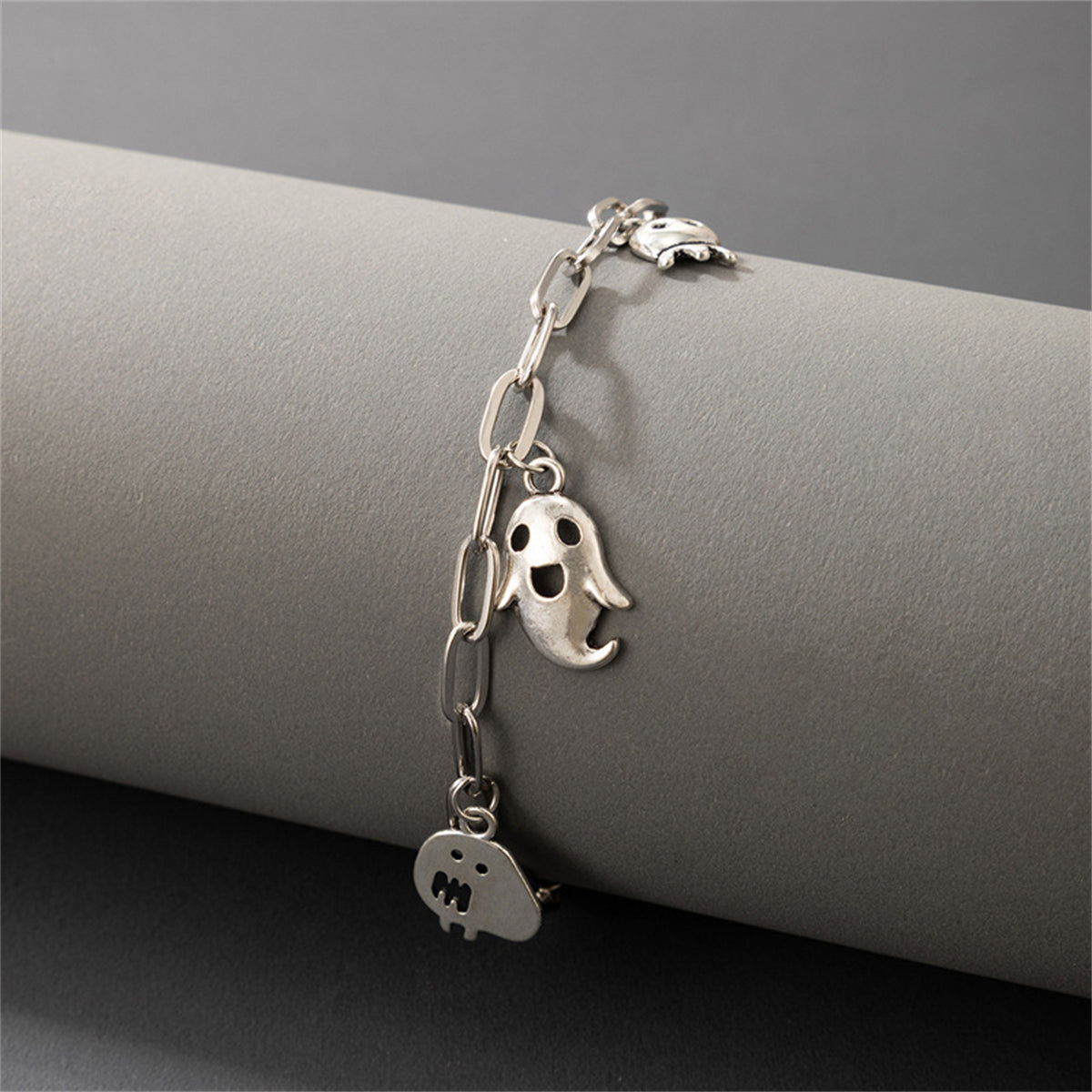 Silver-Plated Ghost Charm Anklet