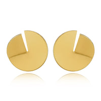 18k Gold-Plated Slit Round Stud Earrings