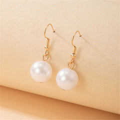 White Pearl & 18K Gold-Plated Hook Drop Earrings