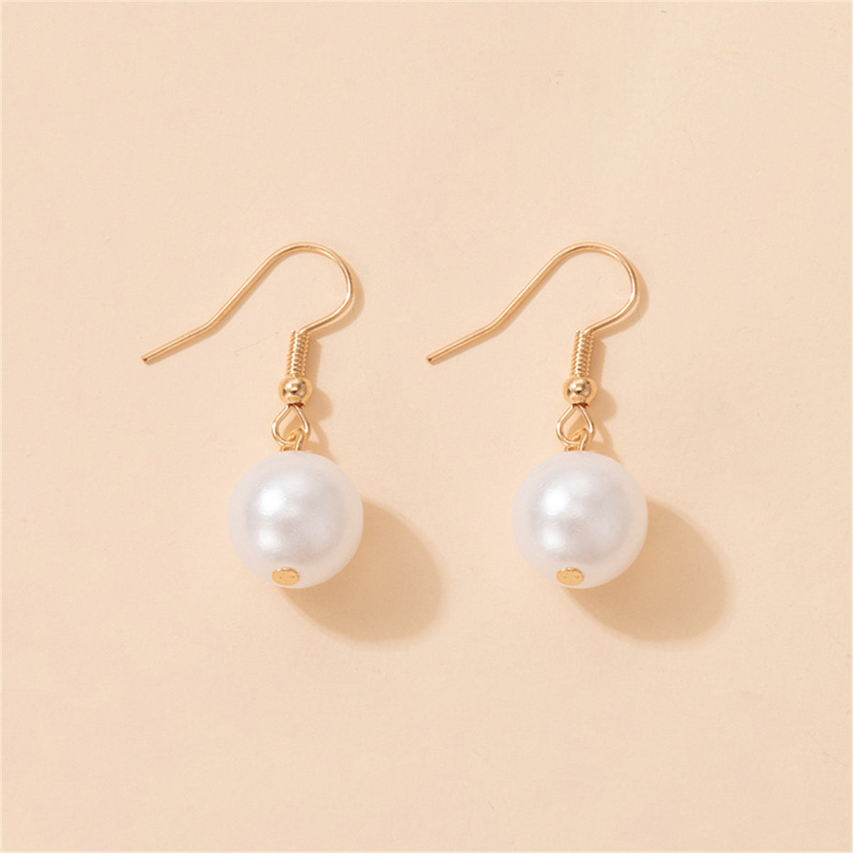 White Pearl & 18K Gold-Plated Hook Drop Earrings