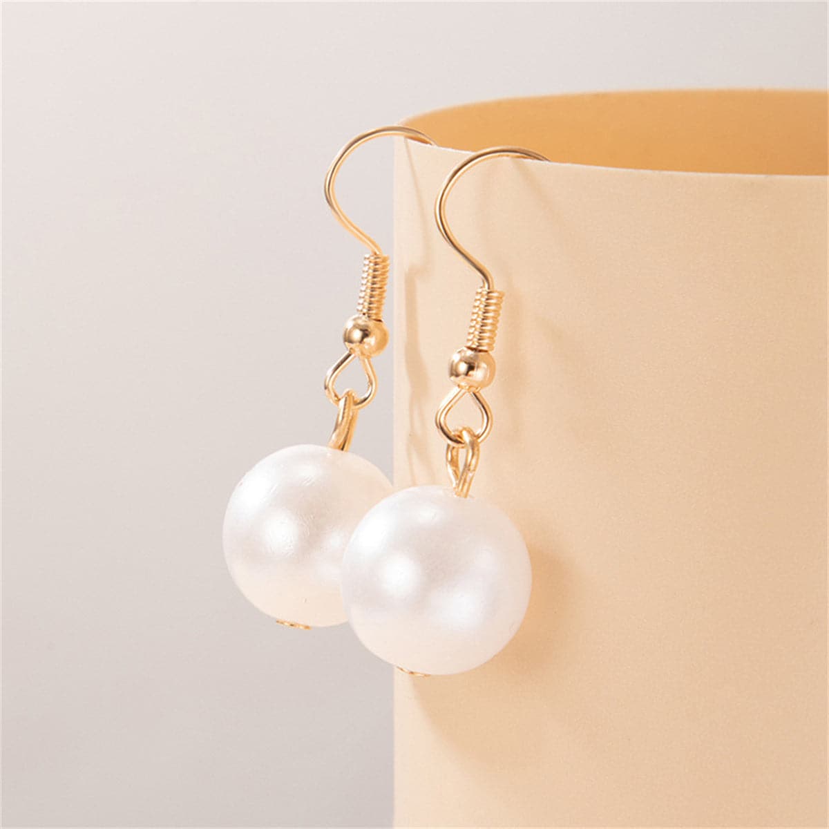 White Pearl & 18K Gold-Plated Hook Drop Earrings