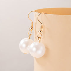 White Pearl & 18K Gold-Plated Hook Drop Earrings