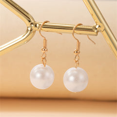 White Pearl & 18K Gold-Plated Hook Drop Earrings