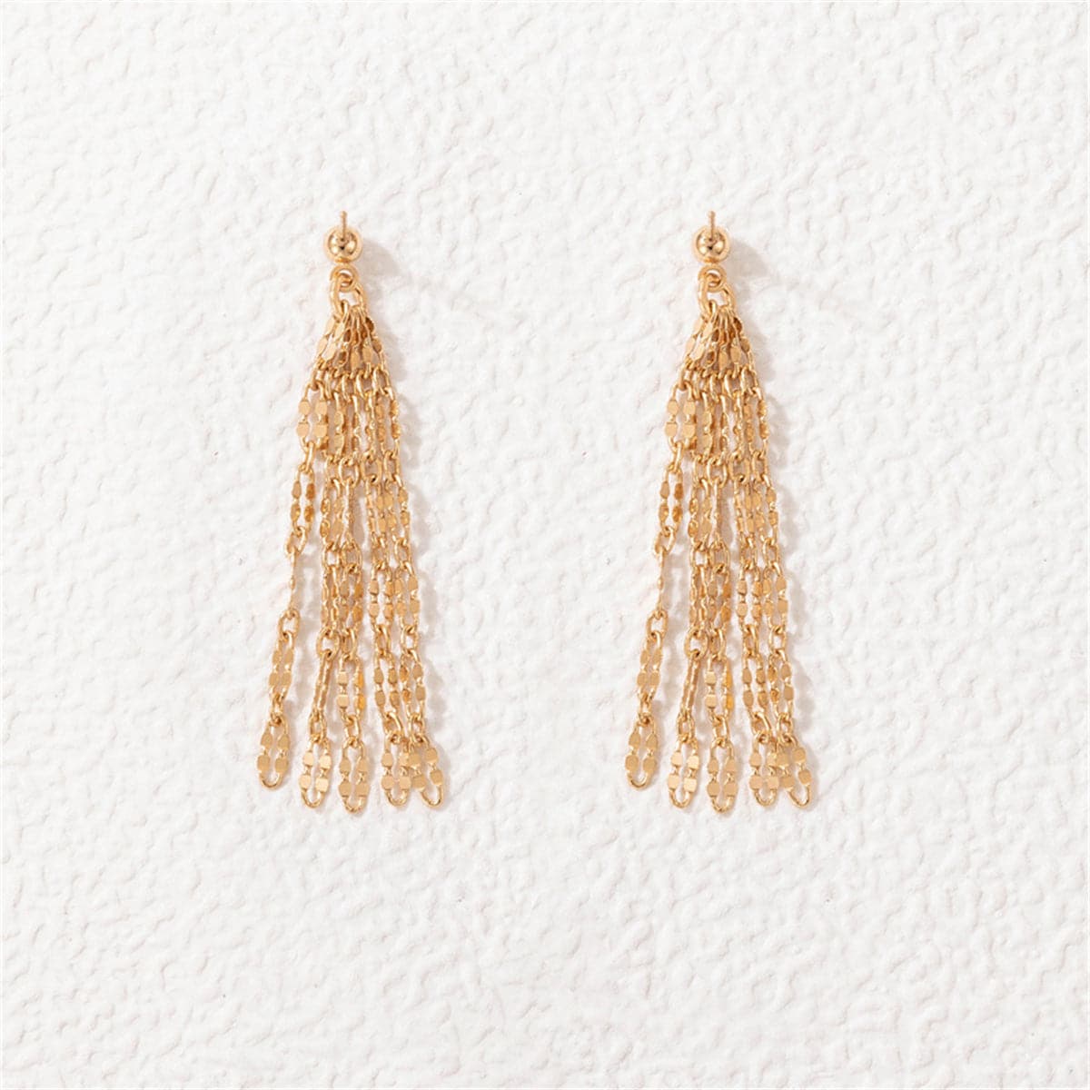 18K Gold-Plated Link Tassel Drop Earrings, gold drop earrings for women, vintage-inspired design, side view