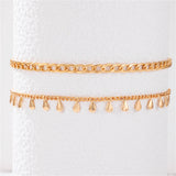 18k Gold-Plated Teardrop Charm Anklet Set