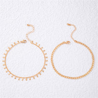 18k Gold-Plated Teardrop Charm Anklet Set