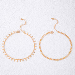 18K Gold-Plated Teardrop Charm Anklet Set