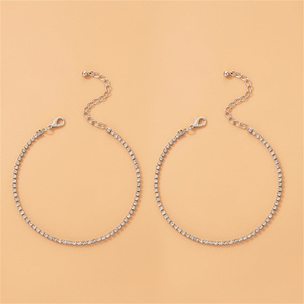 Cubic Zirconia & Silver-Plated Anklet Set