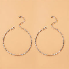 Cubic Zirconia & Silver-Plated Anklet Set