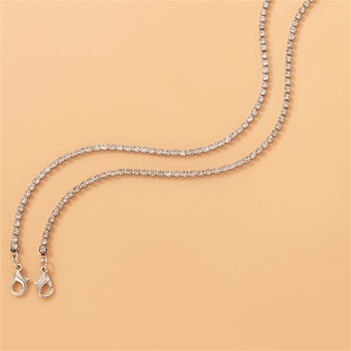Cubic Zirconia and Silver-Plated Anklet Set, jewelry gift sets for women, elegant gift for her, detail close-up