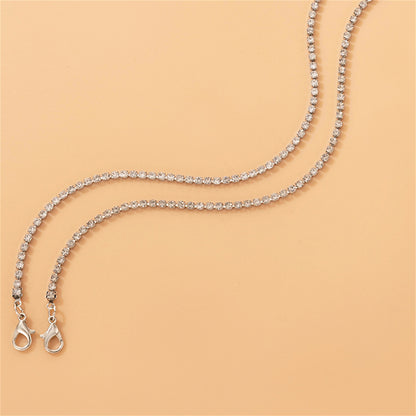 Cubic Zirconia and Silver-Plated Anklet Set, jewelry gift sets for women, elegant gift for her, detail close-up