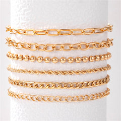 18K Gold-Plated Rope-Chain Anklet Set