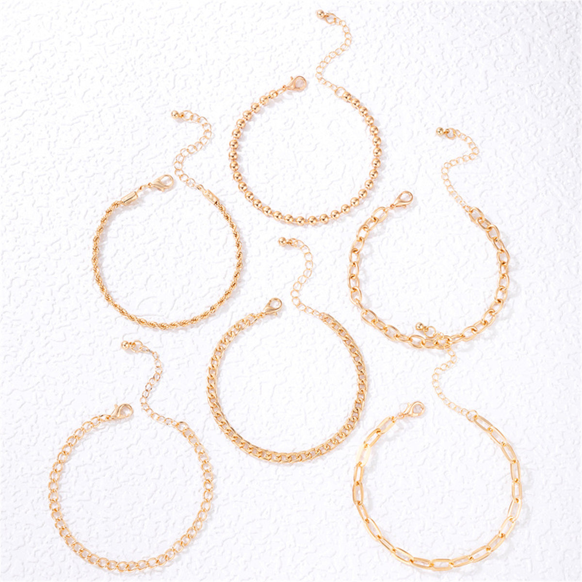 18K Gold-Plated Rope-Chain Anklet Set