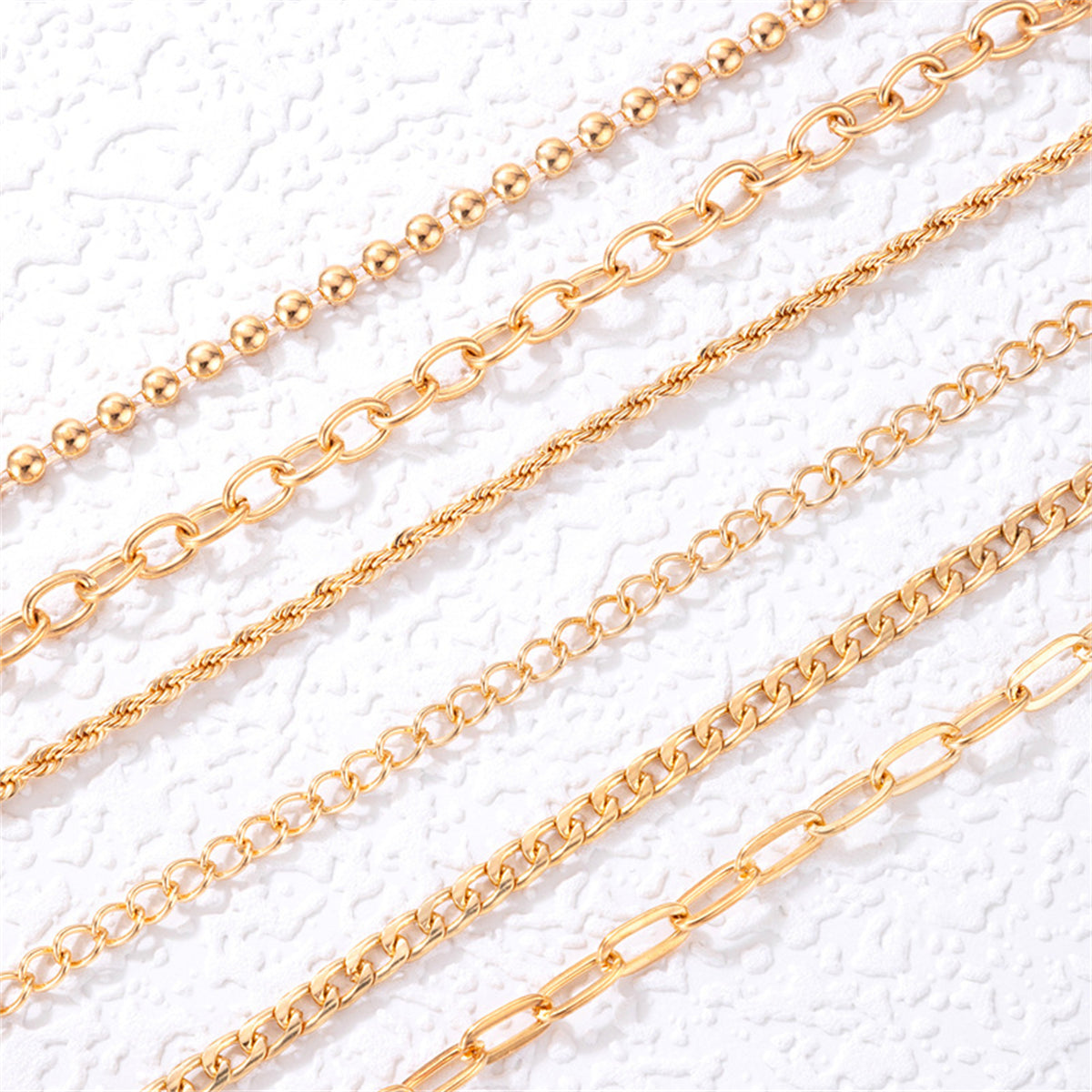 18K Gold-Plated Rope-Chain Anklet Set