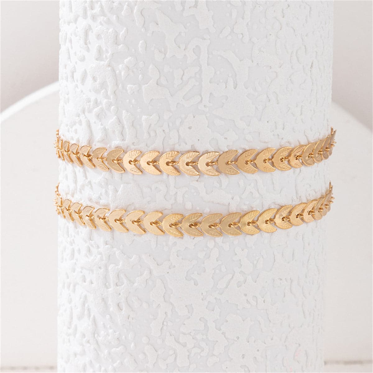18K Gold-Plated Wheat Chain Anklet Set, jewelry gift sets for women, elegant gift for her, side view