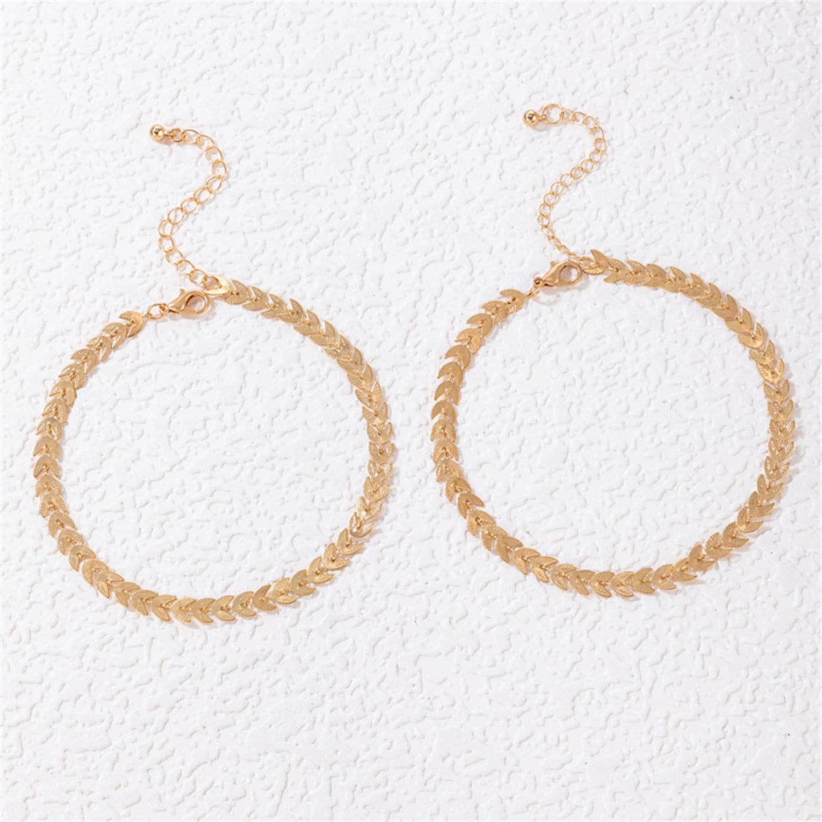 18K Gold-Plated Wheat Chain Anklet Set, jewelry gift sets for women, elegant gift for her, detail close-up
