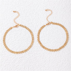 18K Gold-Plated Wheat Chain Anklet Set