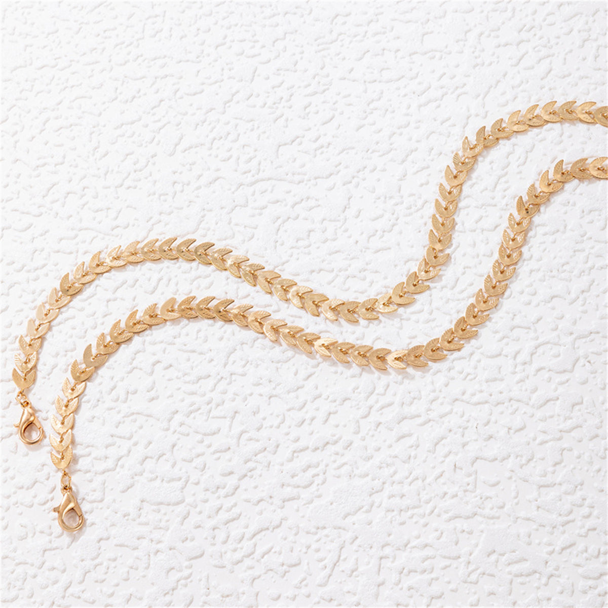 18K Gold-Plated Wheat Chain Anklet Set, jewelry gift sets for women, elegant gift for her, styled look