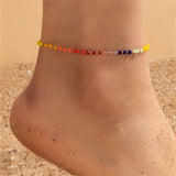 Red Rainbow Acrylic & 18k Gold-Plated Beaded Anklet