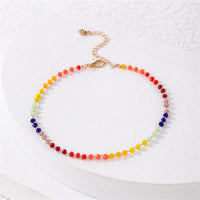 Red Rainbow Acrylic & 18k Gold-Plated Beaded Anklet
