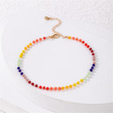 Red Rainbow Acrylic & 18k Gold-Plated Beaded Anklet