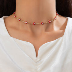 Red Acrylic & 18K Gold-Plated Eye Station Necklace
