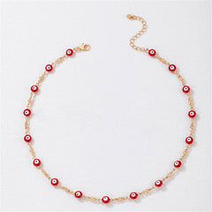 Red Acrylic & 18K Gold-Plated Eye Station Necklace