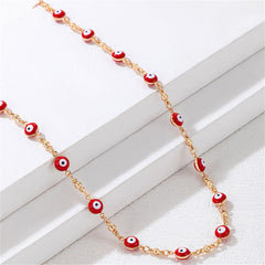 Red Acrylic & 18K Gold-Plated Eye Station Necklace