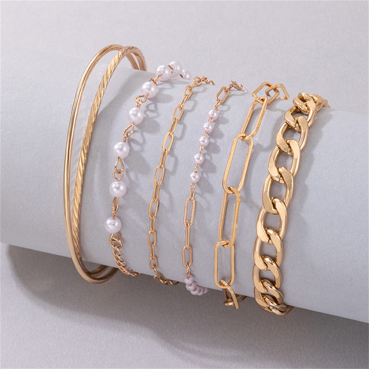 Pearl & 18K Gold-Plated Crisscross Cuff Bracelet Set