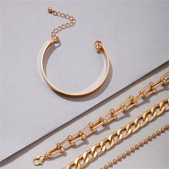18K Gold-Plated Chain Bracelet Set