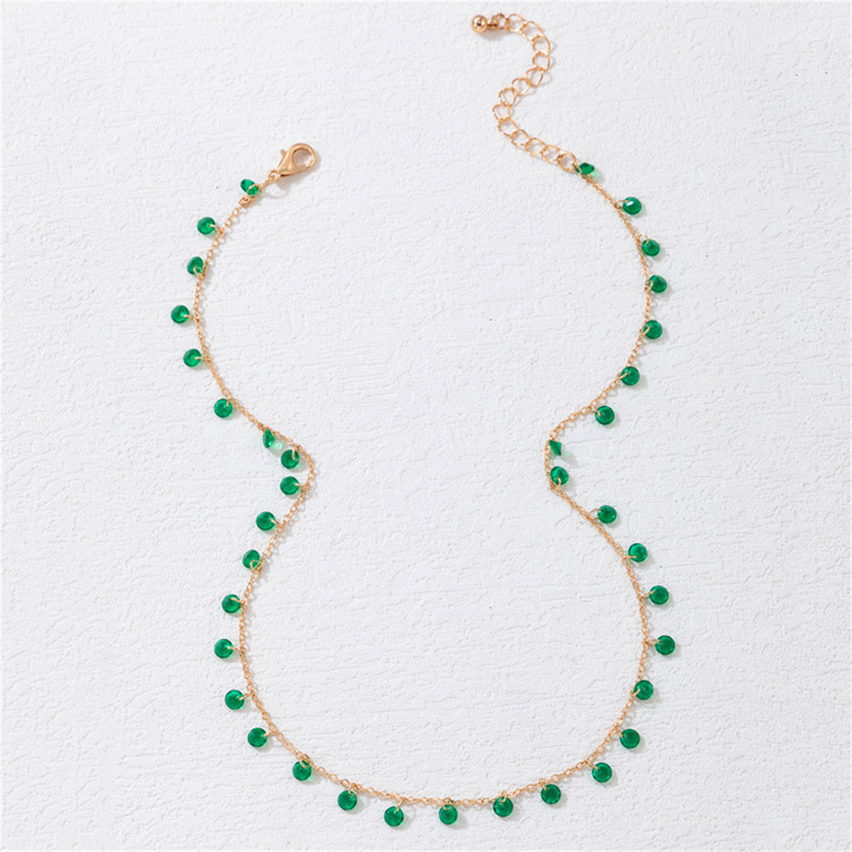 Green Crystal & 18K Gold-Plated Station Necklace