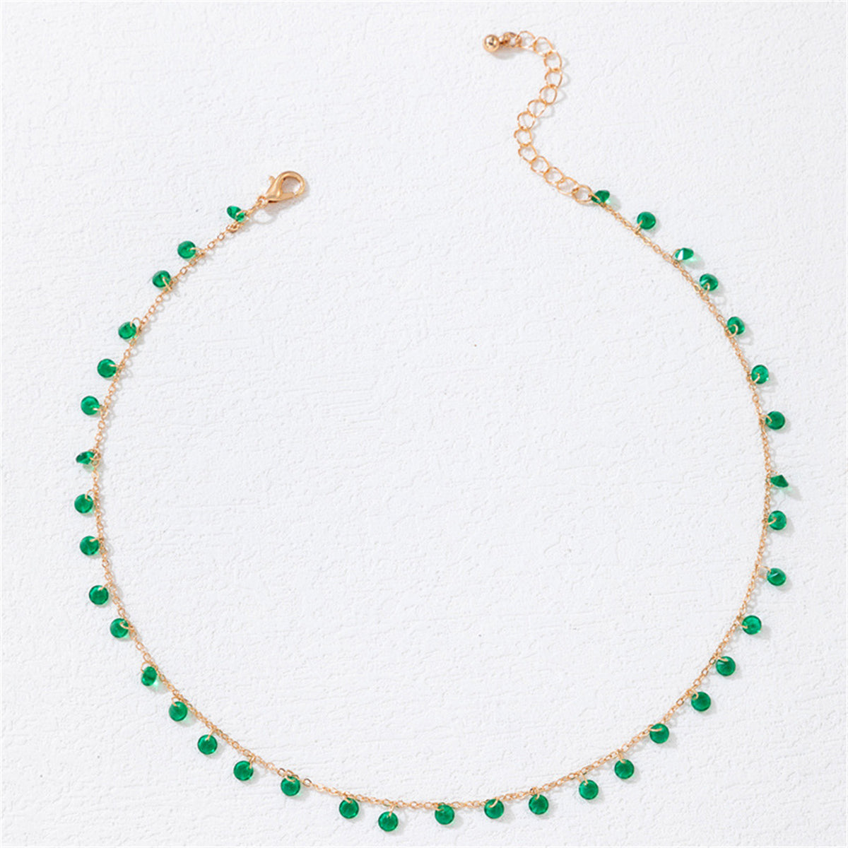 Green Crystal & 18K Gold-Plated Station Necklace