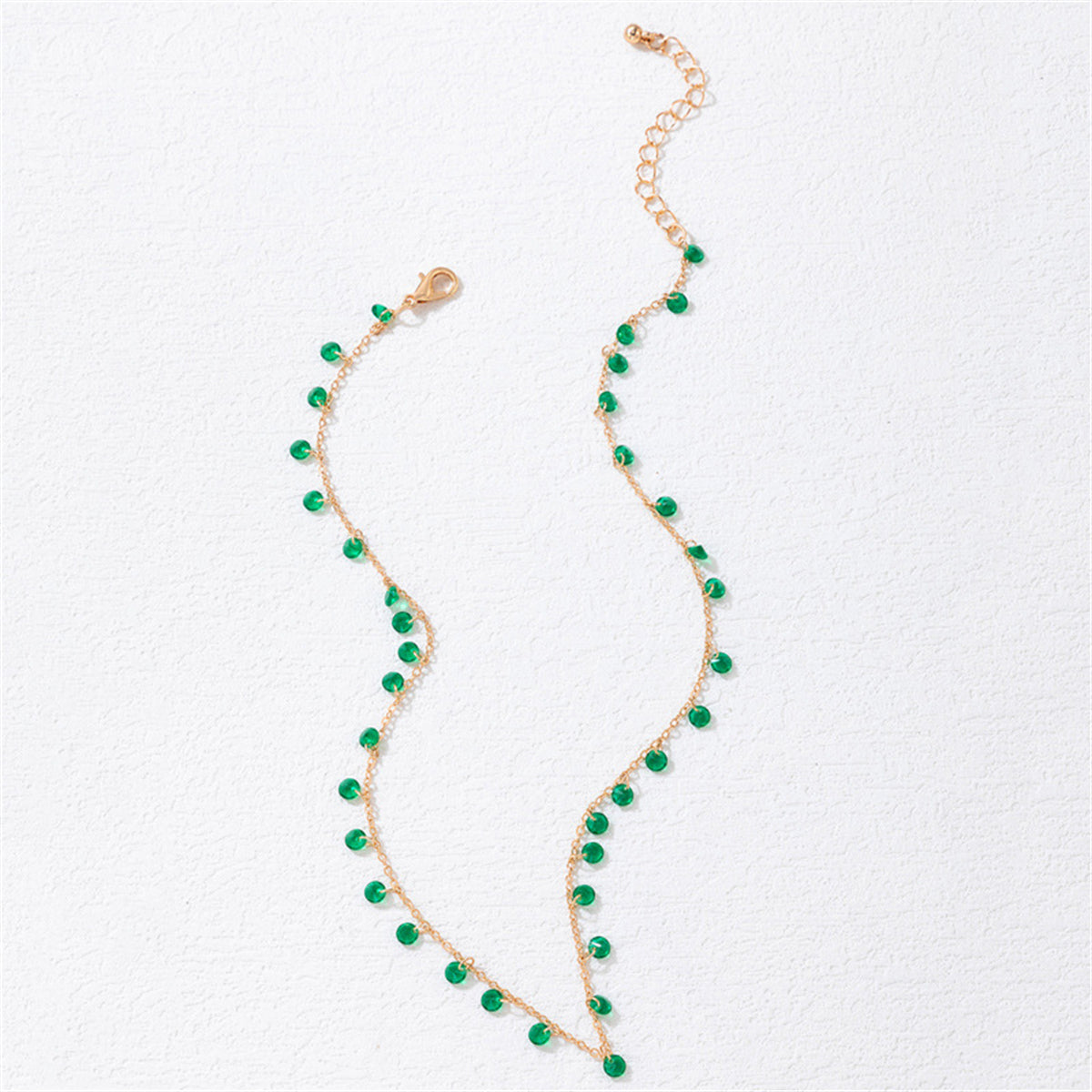 Green Crystal & 18K Gold-Plated Station Necklace