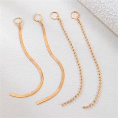 18K Gold-Plated Multi-Chain Huggie Earrings Set