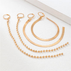 18K Gold-Plated Multi-Chain Huggie Earrings Set
