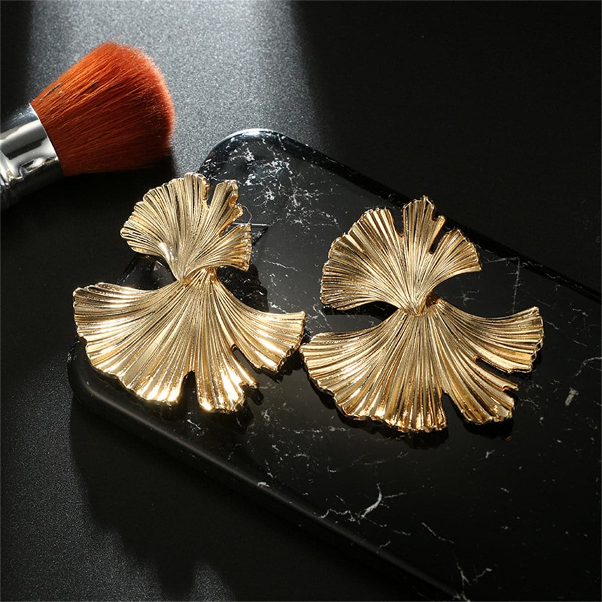 18K Gold-Plated Lotus Leaf Stud Earrings