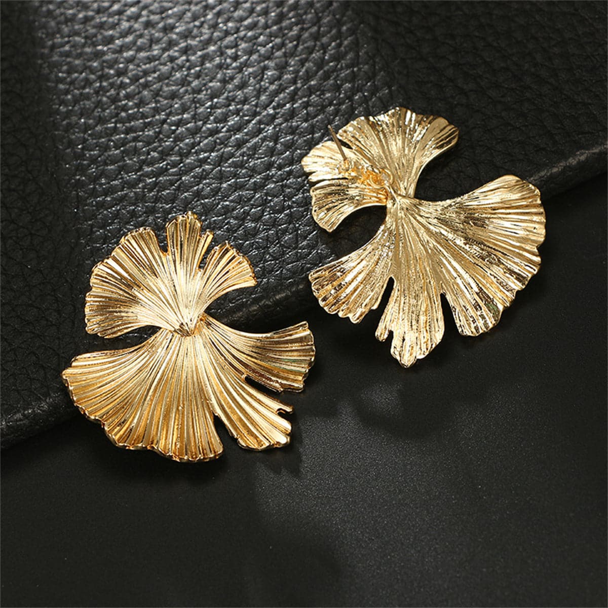 18K Gold-Plated Lotus Leaf Stud Earrings