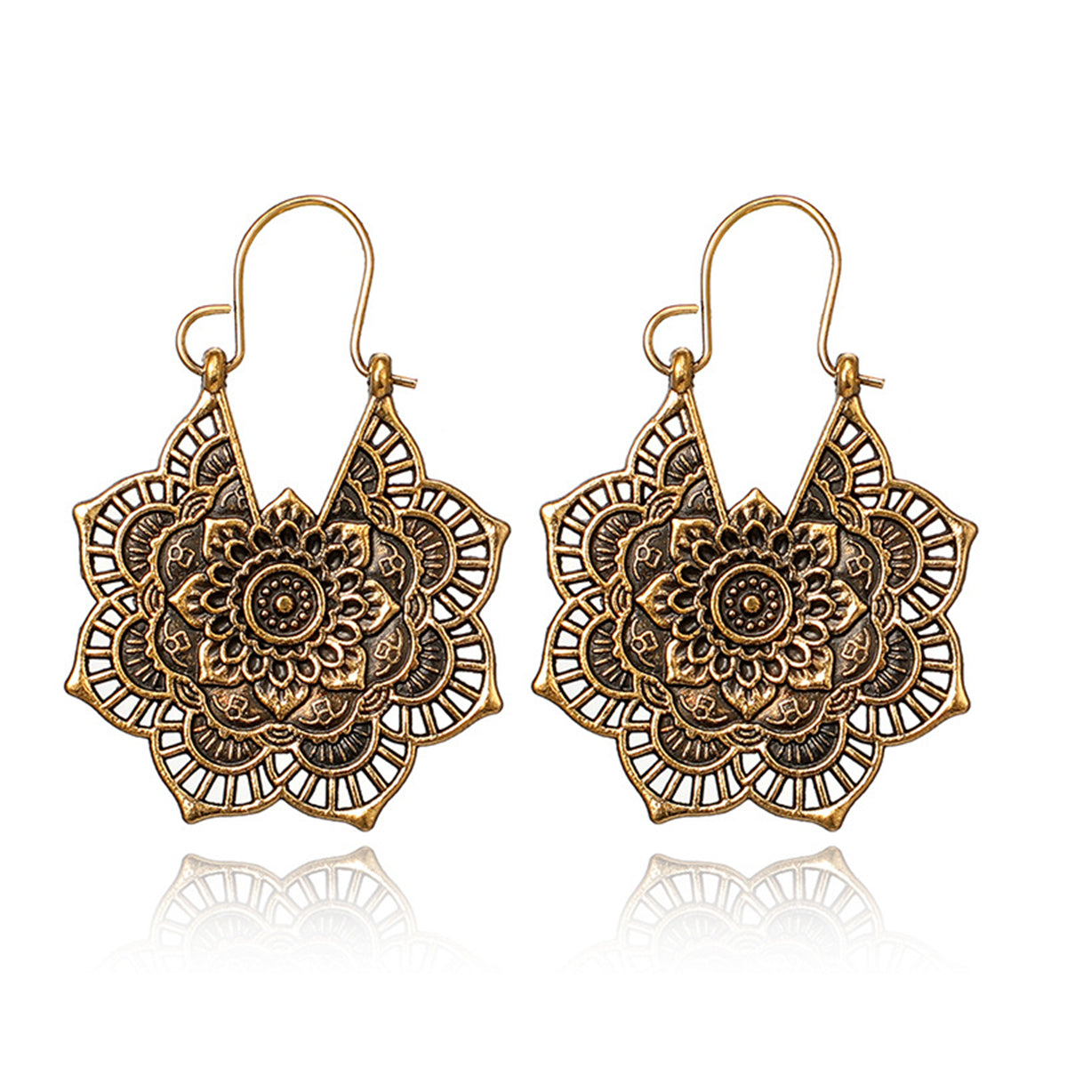 18K Gold-Plated Floral Huggie Earrings, gold huggie earrings, vintage-inspired design, lifestyle look