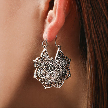 Silver-Plated Floral Huggie Earrings, silver huggie earrings, botanical inspired, lifestyle look